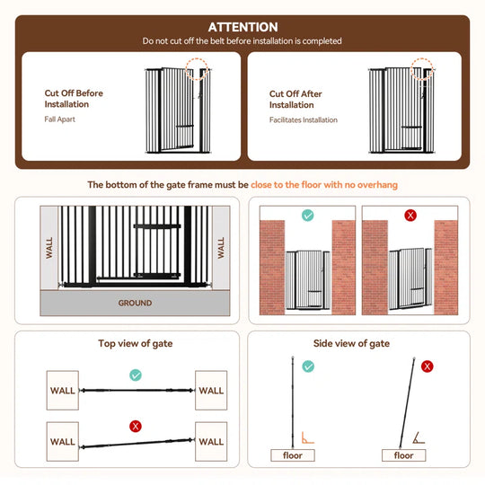 Ermila 55.1" Extra Tall Pet Gate, 29.5-40.6" Extra Wide Heavy Duty Metal Safety Gates, Dog Gates Baby Gates with Adjustable Cat Door