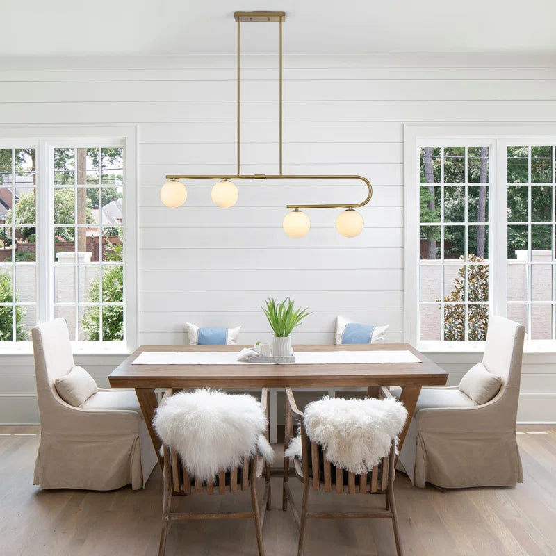4 - Light Modern Kitchen Island Chandelier with Globe Glass Shade for Dining Room Living Room Entry