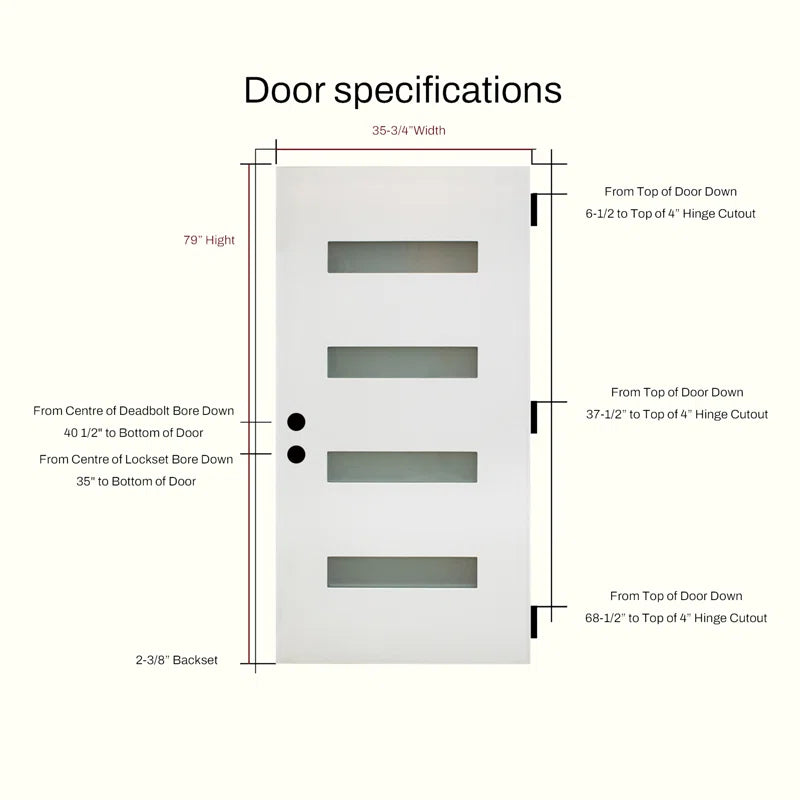 36" X 80" Frosted Glass Fiberglass Front Door with Wood Grain Texture – Exterior Entry Door Set
