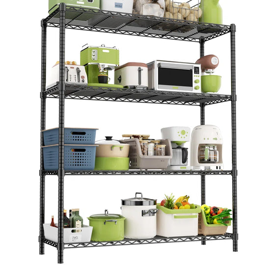 Height-Adjustable Garage Wire Shelving Unit for Kitchen, Laundry Room, Pantry, Warehouse, Basement