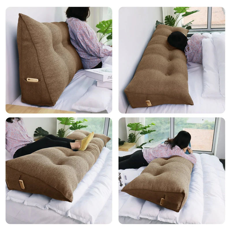 Bed Rest Wedge Reading Pillow Headboard Back Support Cushion