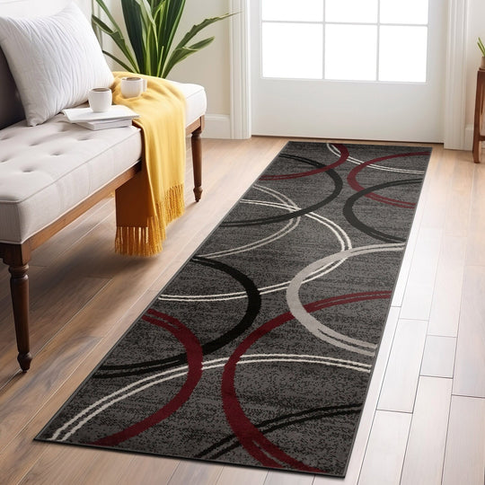 Contemporary Abstract Circles Design Area Rug