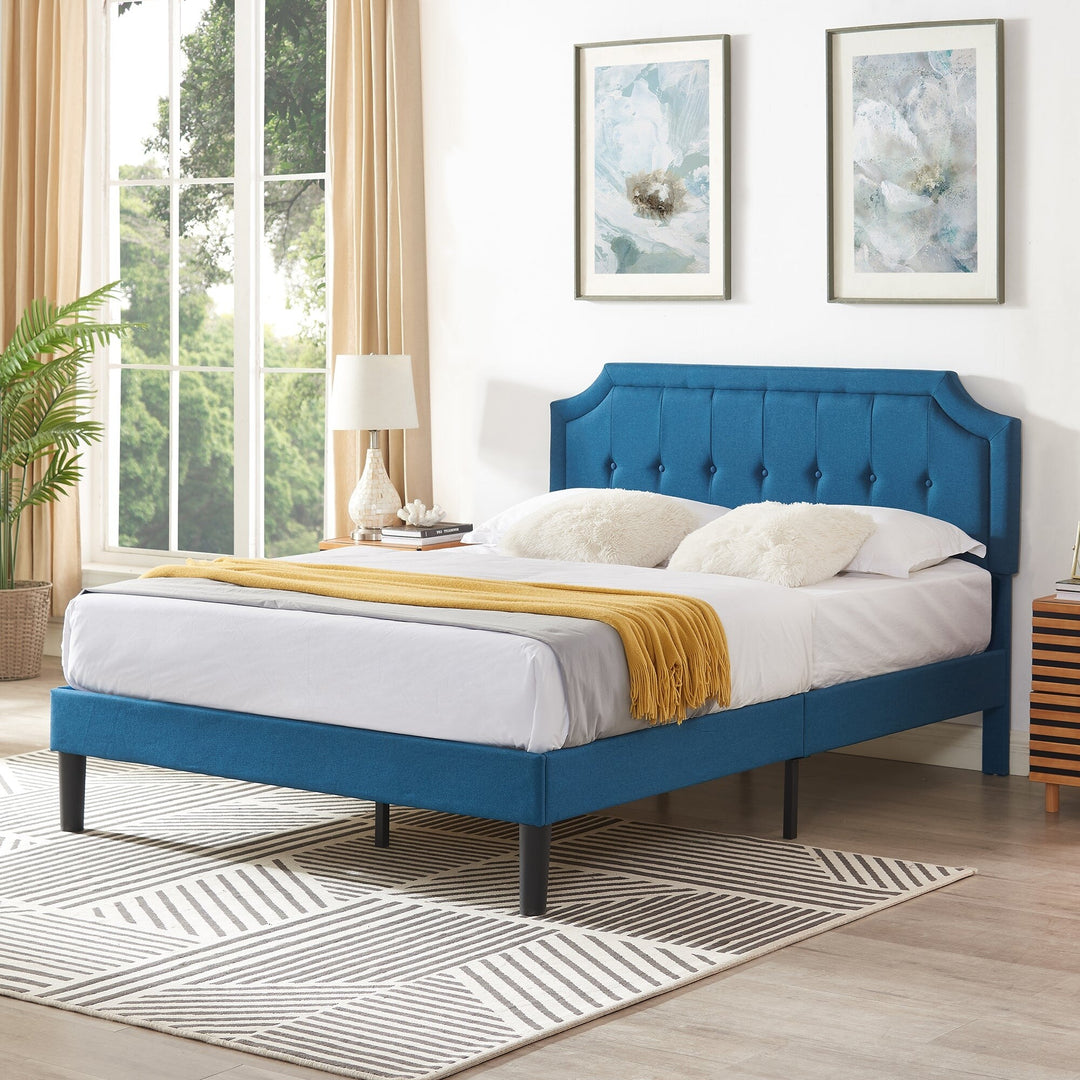 Javlergo Modern Upholstered Bed Frame with Height Adjustable Headboard Heavy-Duty Frame No Box Spring Needed