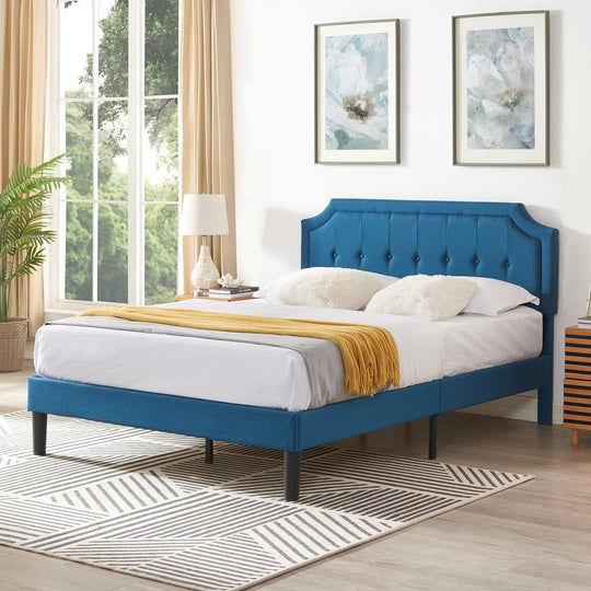 Javlergo Modern Upholstered Bed Frame with Height Adjustable Headboard Heavy-Duty Frame No Box Spring Needed