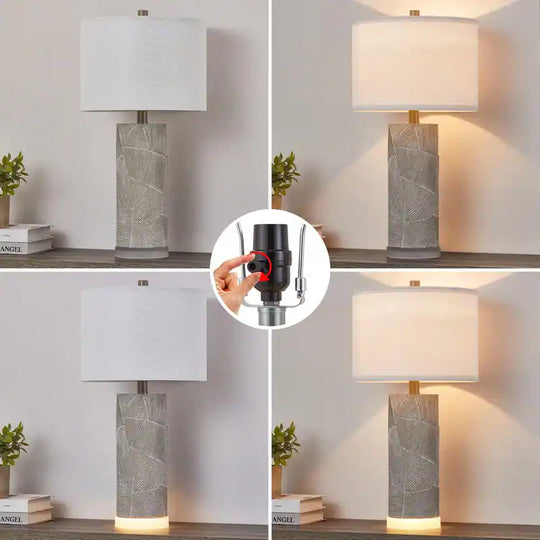 23.25 Inch Grey with Distressed White Table Lamp Set with Bulbs