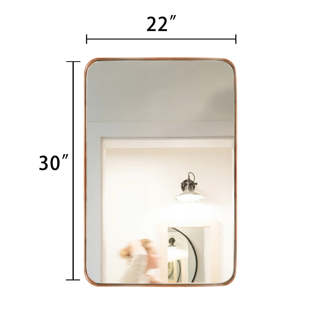 Modern Rounded Rectangle Metal Frame Wall Mirror