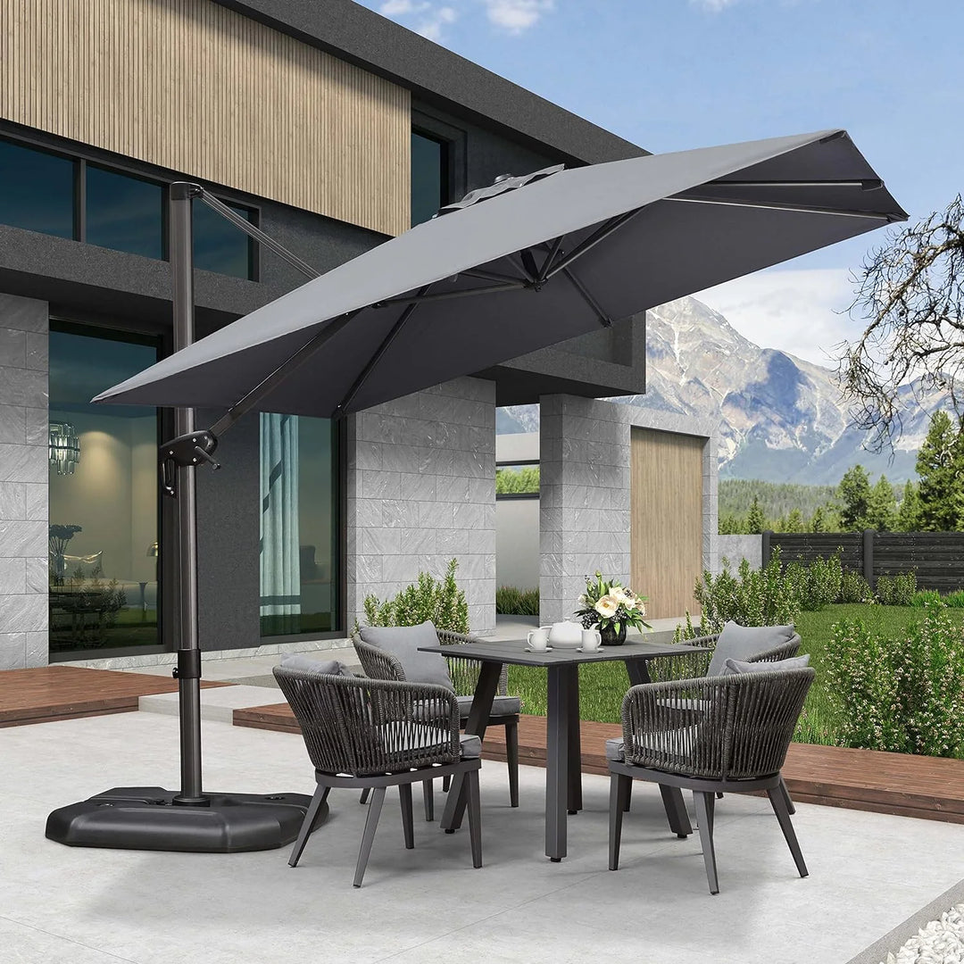 9 Ft Square 360 Degree Rotation Patio Cantilever Umbrella