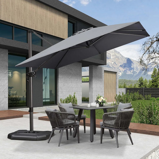 9 Ft Square 360 Degree Rotation Patio Cantilever Umbrella
