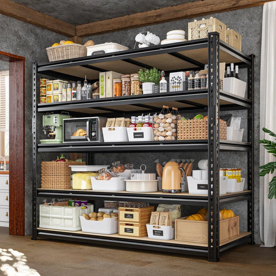 55" W *24" D Heavy Duty Garage Shelving Unit with Rolled Edges, Adjustable Storage Shelving with Largr Capacity
