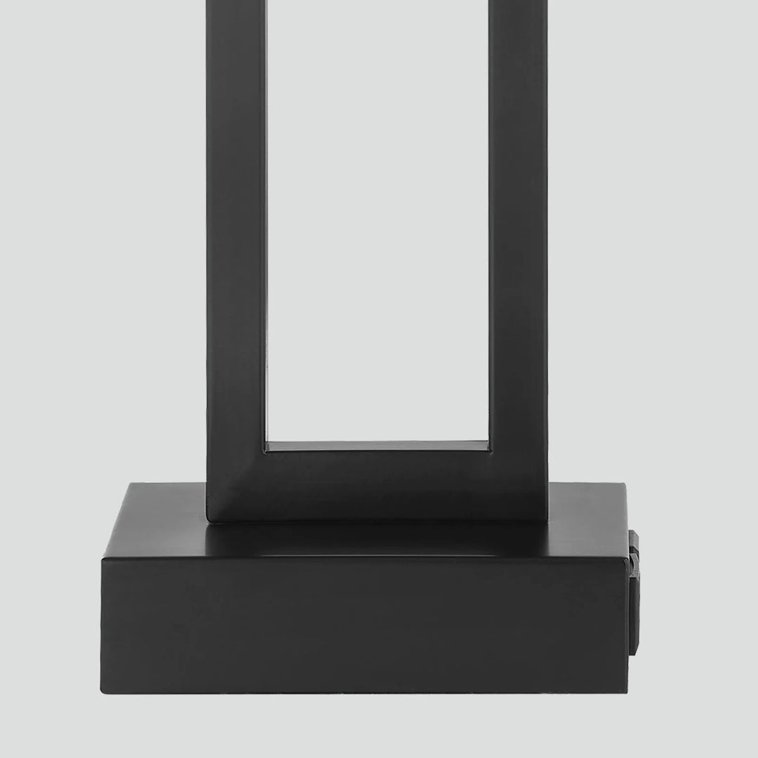 Set of 2 Black Touch Control Table Lamps with White Rectangular Shades, USB Ports & AC Outlet