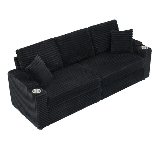 80" Cordylona Sofa, Cup Holder, Ottoman Storage