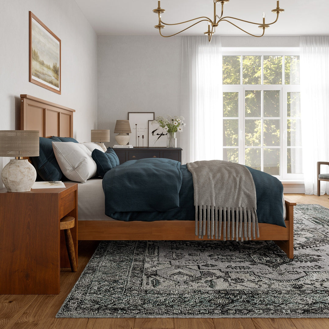 Charlotte Solid Wood Low Profile Platform Bed with Matching Footboard
