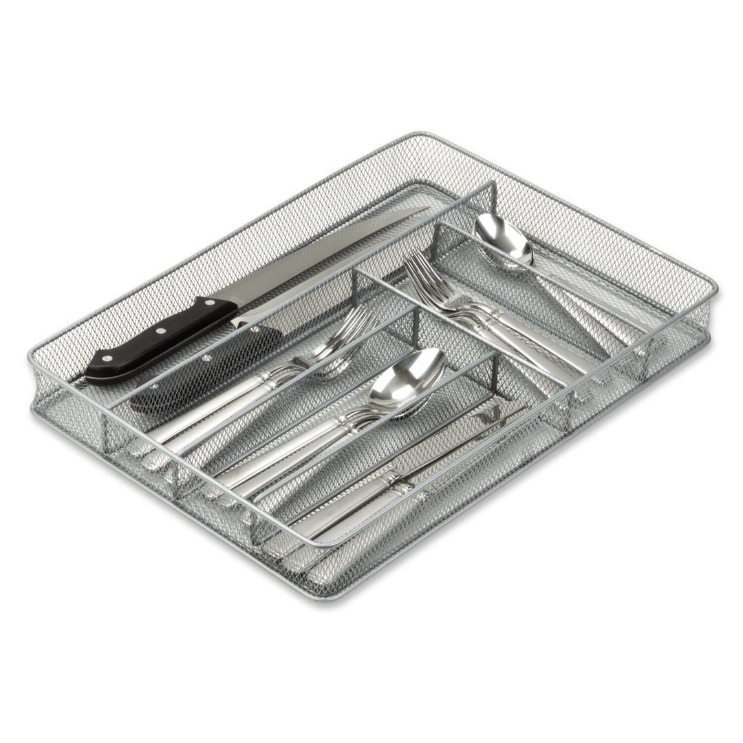 Silver Mesh Cutlery and Flatware Organizer a Stylish and Functional Addition to Your Kitchen