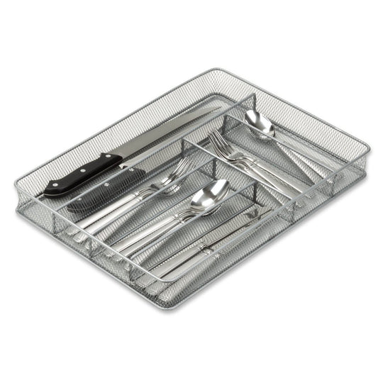 Silver Mesh Cutlery and Flatware Organizer a Stylish and Functional Addition to Your Kitchen