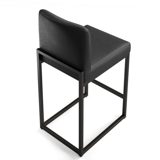 24" Modern Upholstered Kitchen Counter Stool with Metal Sled Base & Faux Leather