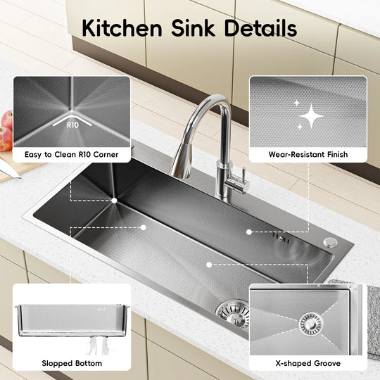 Drop-In/Undermount Single Bowl Stainless Steel Kitchen Sink