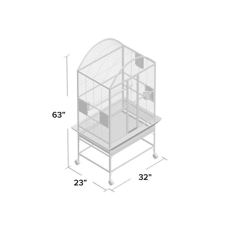 Cleveland 63'' Iron Dome Top Floor Bird Cage with Wheels