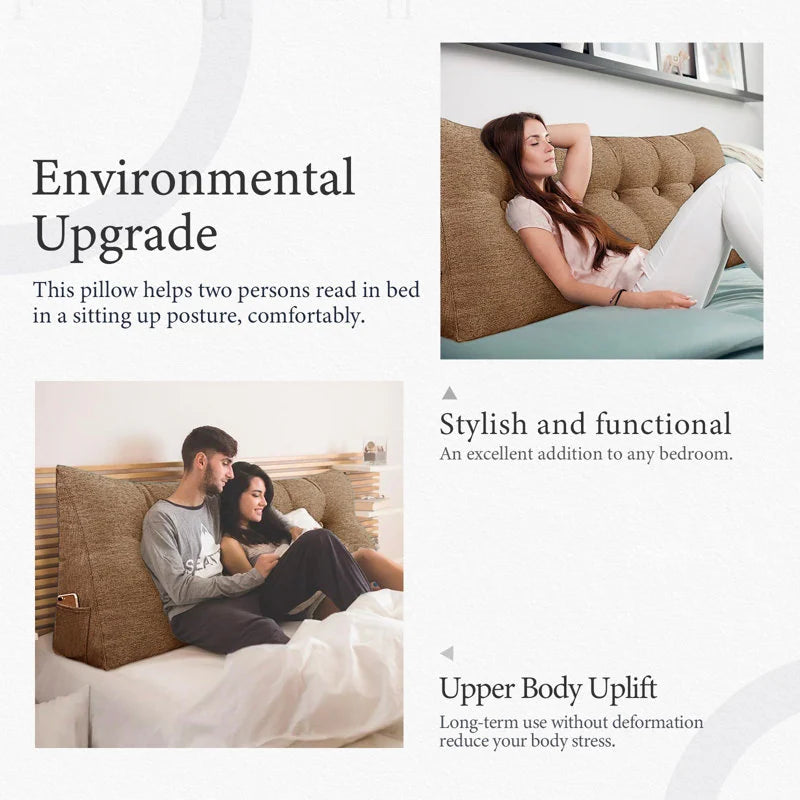 Bed Rest Wedge Reading Pillow Headboard Back Support Cushion