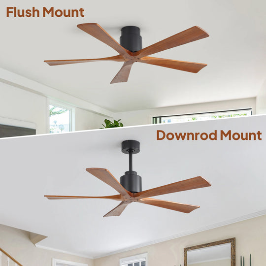 Sofucor 42"/48"/ 52"/60"Noiseless Walnut Wood Ceiling Fan with Remote Control, Integrated Light Optional