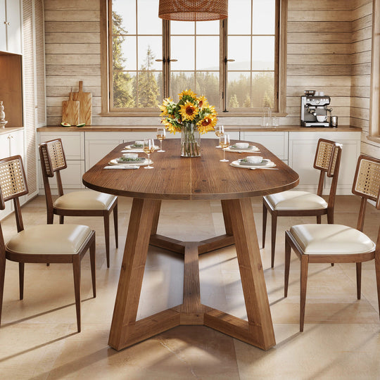 Solid Wood Dining Table, Kitchen Table, Living Room Office Accent Dining Table Gathering Table