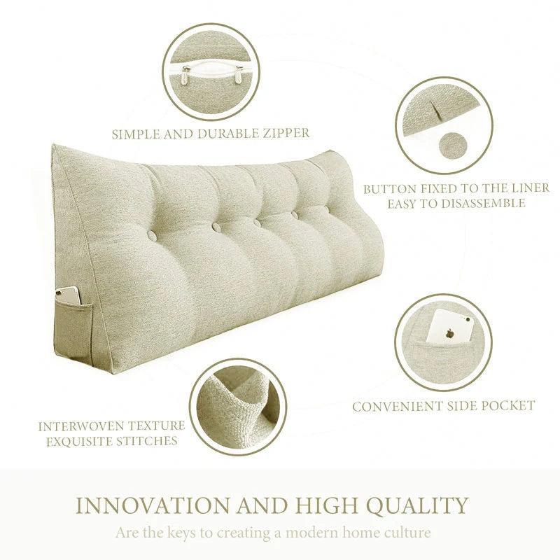 Bed Rest Wedge Reading Pillow Headboard Back Support Cushion