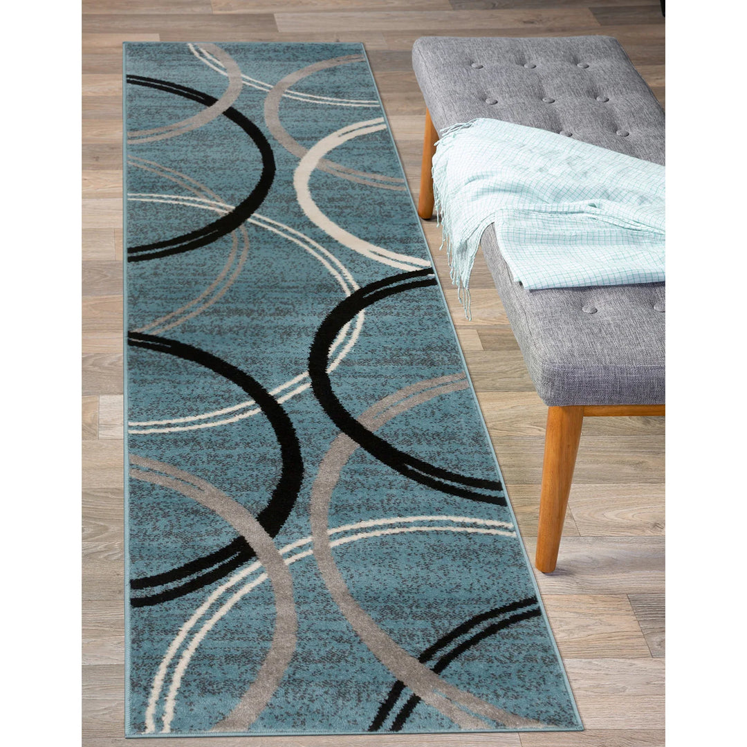 Contemporary Abstract Circles Design Area Rug