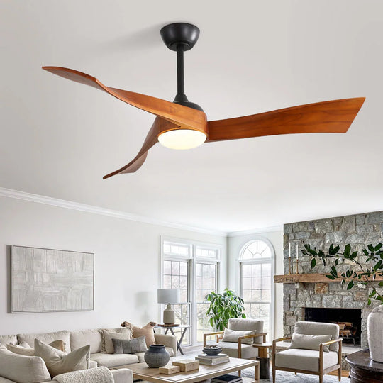 Sofucor 42"/48"/ 52"/60"Noiseless Walnut Wood Ceiling Fan with Remote Control, Integrated Light Optional
