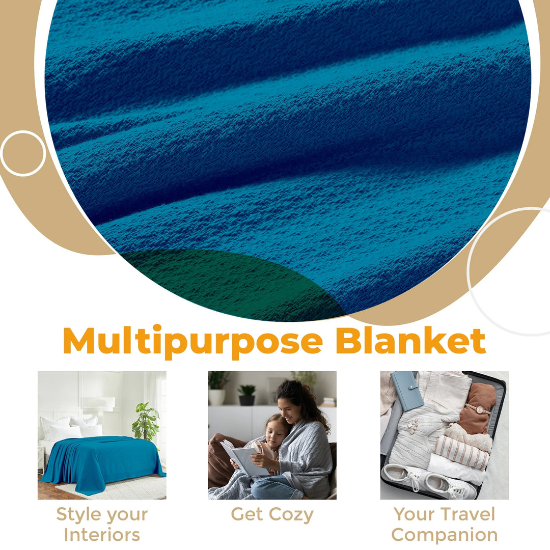 Waffle Weave Honeycomb Knit Soft Cotton Blanket