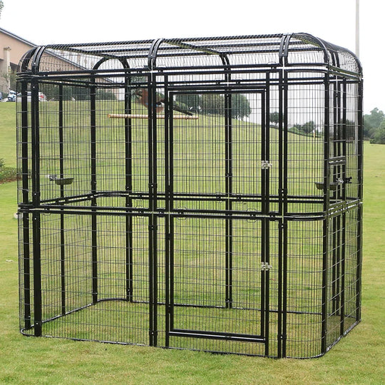 Corwynn 81.6'' Iron Flat Top Floor Bird Cage with Stand