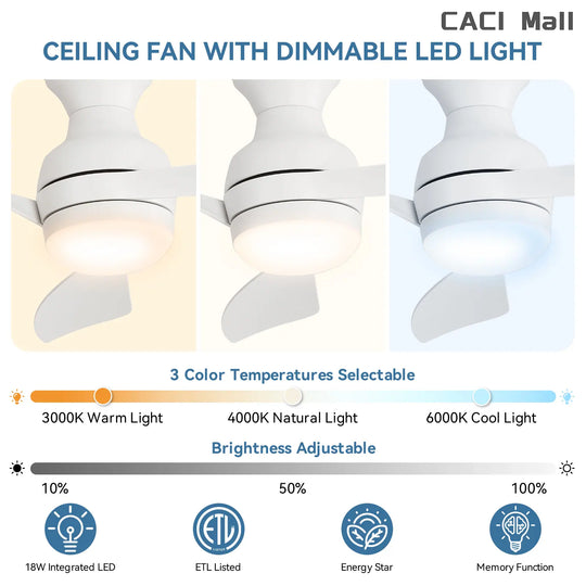 Sofucor 52/60 Inch Ceiling Fan with Integrated LED Light and Remote Control Quiet DC Motor