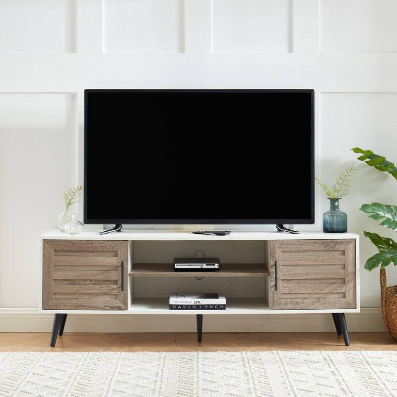 Mid-Century Modern TV Stand for Tvs up to 70" Entertainment Center Media Console - 20.5'' H X 59'' W X 15.5'' D