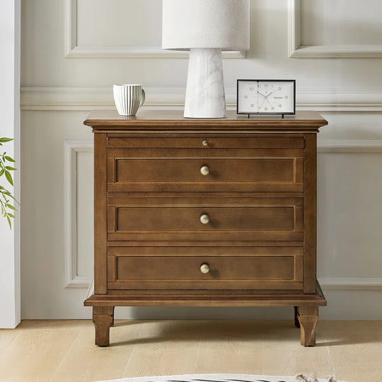Arthelia Traditional 28.37''W 3-Drawer End Table with Charging Station and Pull-Out Shelf