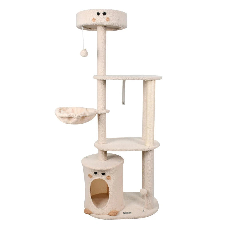 34-In Faux Fur Top Perch Cat Tree & Condo, Sage Green