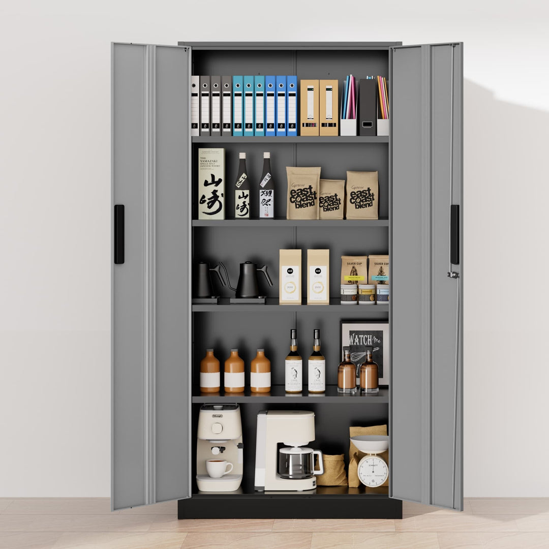 71'' H Metal Garage Storage Work Cabinet with Locking Doors and Adjustable Shelves