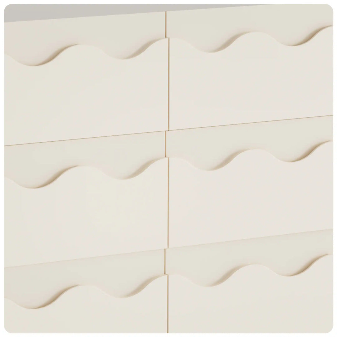 Wave Front 6 Drawers Dresser Handle-Free Modern Storage Cabinet