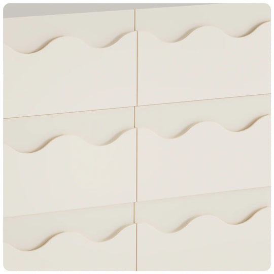 Wave Front 6 Drawers Dresser Handle-Free Modern Storage Cabinet