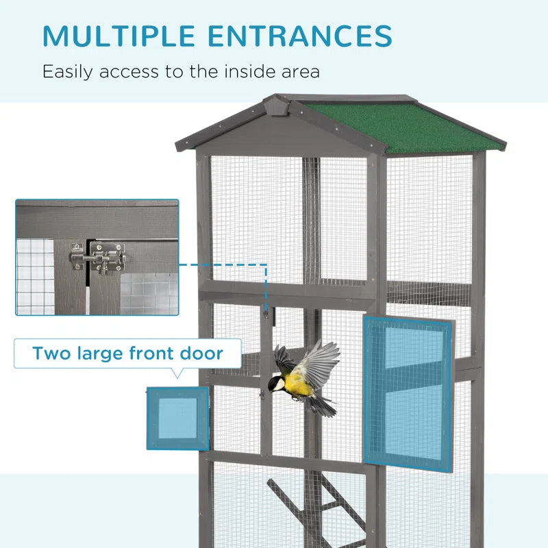 Fortuna 65'' Wood Pointed Top Flight Cage with Tray