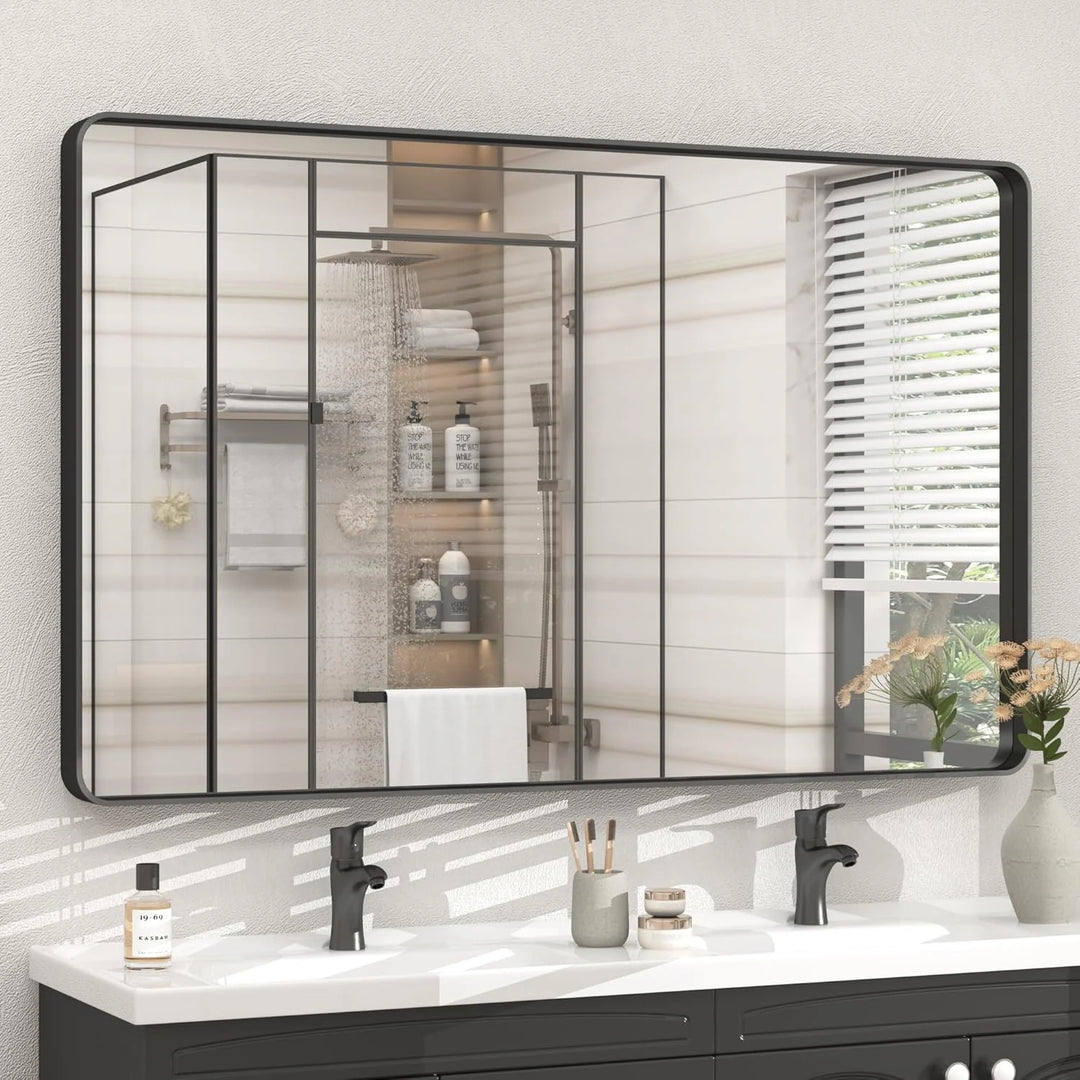 Aluminum Alloy Framed Tempered Glass Wall Decor Vanity Bathroom Mirror