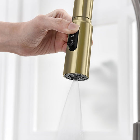 Pull-Down Kitchen Faucet with Temperature Display in Fahrenheit, 3 Water Outlet Modes, Faucet for Kitchen Sink, KF2501