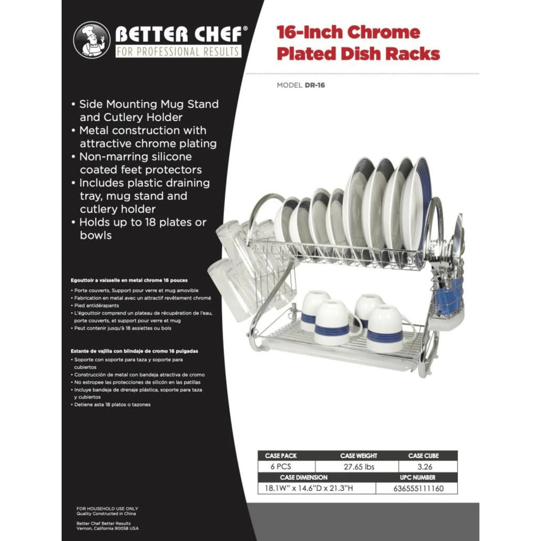 16" 2-Level Chrome-Plated S-Shaped Dish Rack