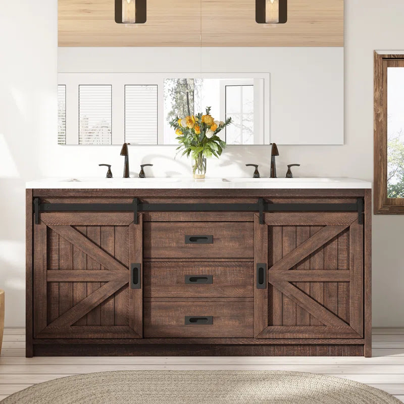 Chimira 60" Double Sink Bathroom Vanity with Sink Combo Set with 2 Drawers & Doors