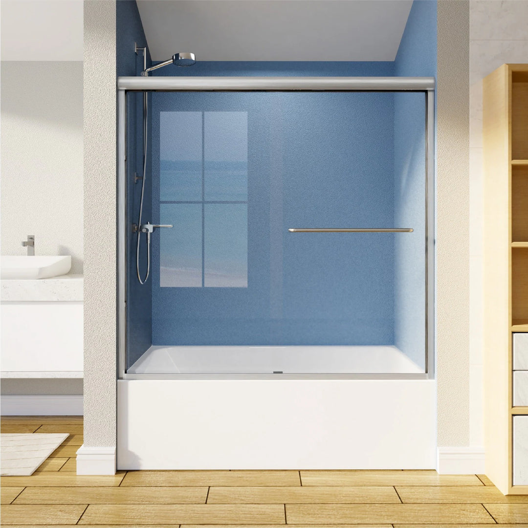 55-59" W X 56" H Bath Tub Semi-Frameless Sliding Shower Door