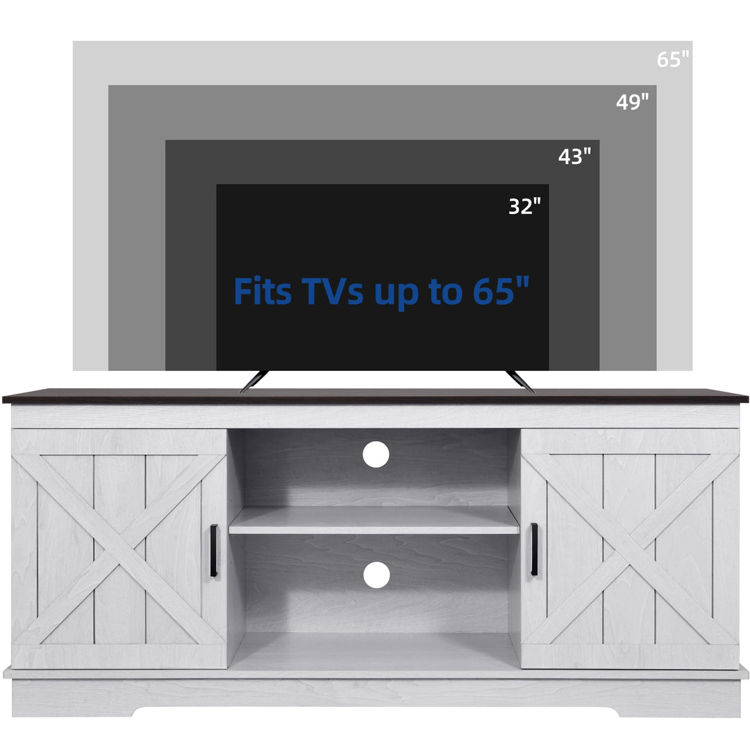 Farmhouse TV Stand with Barn Door Media Console Entertainment Center with Storage Cabinets