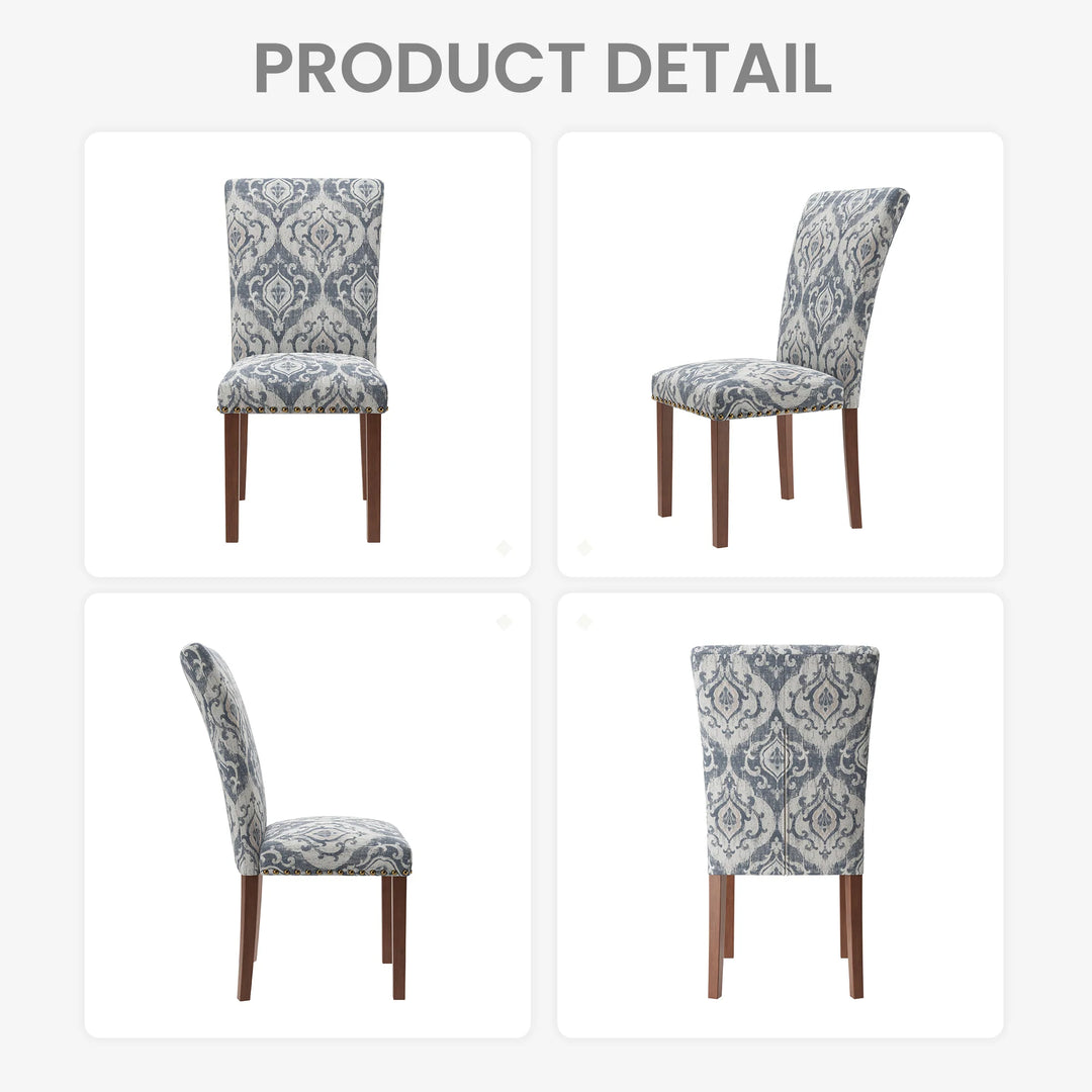 RENEWLINE Dining Chairs, Fabric with Nailhead Trim and Wood Legs