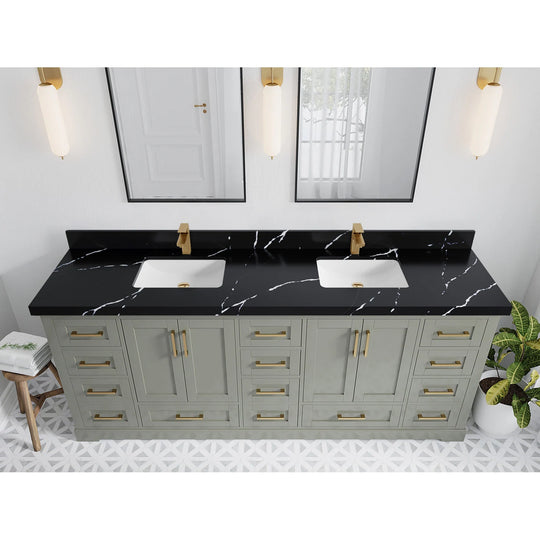 Willow Collection 84 in W X 22 in D X 36 in H Boston Double Bowl Sink Bathroom Vanity with Countertop