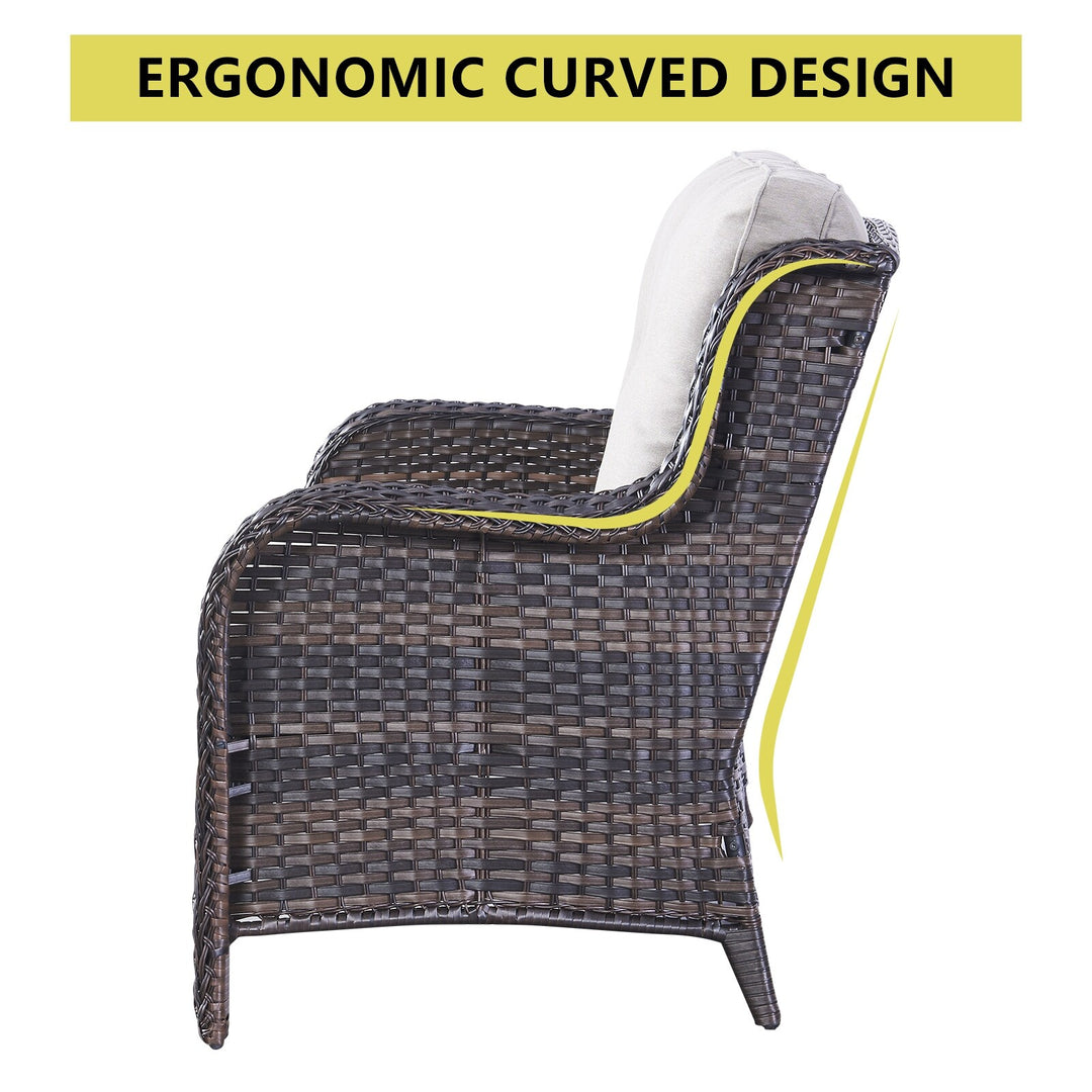 Outdoor Wicker High Back Club Chair with Cushions (Set of 2)