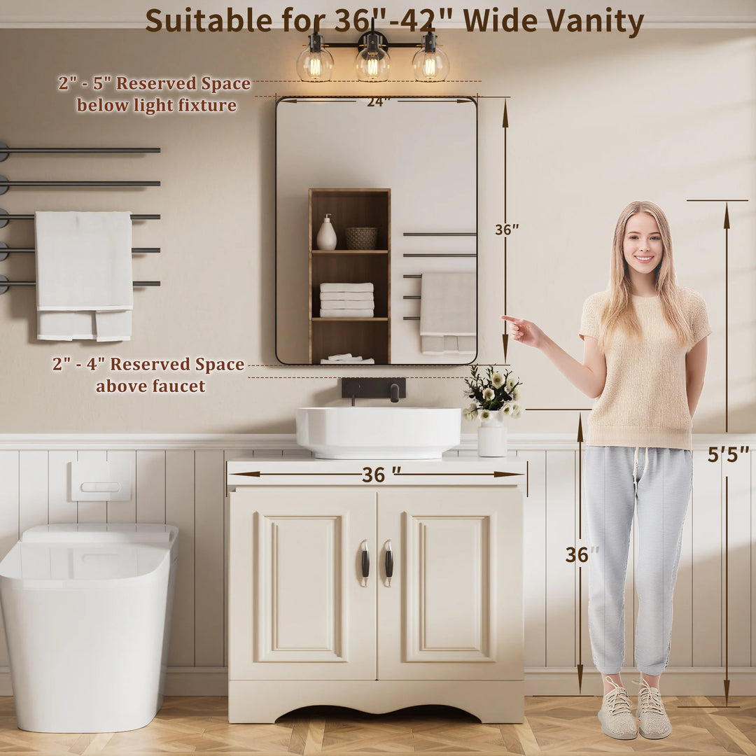 Modern Rounded Rectangle Metal Frame Wall Mirror