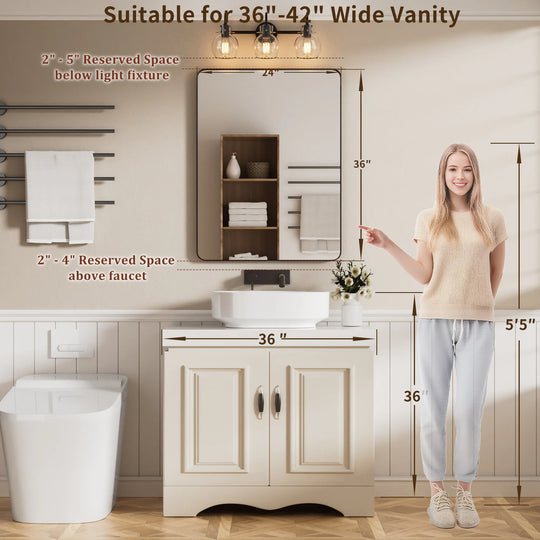 Modern Rounded Rectangle Metal Frame Wall Mirror