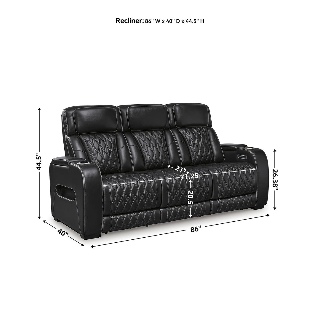 Boyington Black Power Reclining Sofa - 86"W X 38"D X 44"H