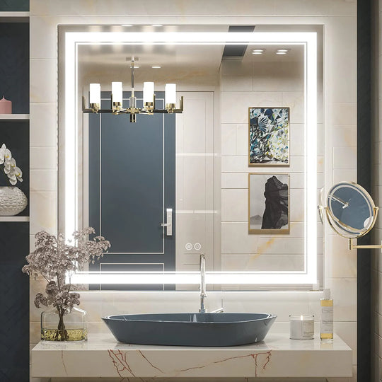 Full Size Front & Back LED Lighted Anti-Fog Tempered Glass Wall Bathroom Vanity Mirror, 3-Year Warranty & ETL Certification